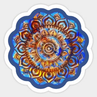 Digital Fluid Art Design - Flip Cup Technique - Blue Mandala Sticker